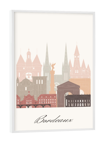 Poster mit weißem Rahmen "Bordeaux skyline terracotta style" artboxONE - Städte,Reise,Architektur,Kartografie