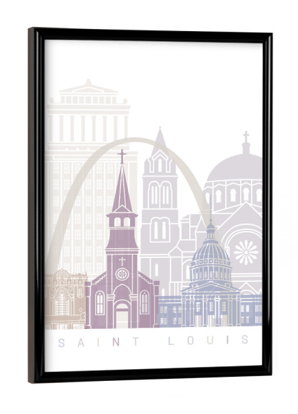 Poster mit schwarzem Rahmen "SAINT LOUIS SKYLINE PASTELL" artboxONE - Städte,Architektur