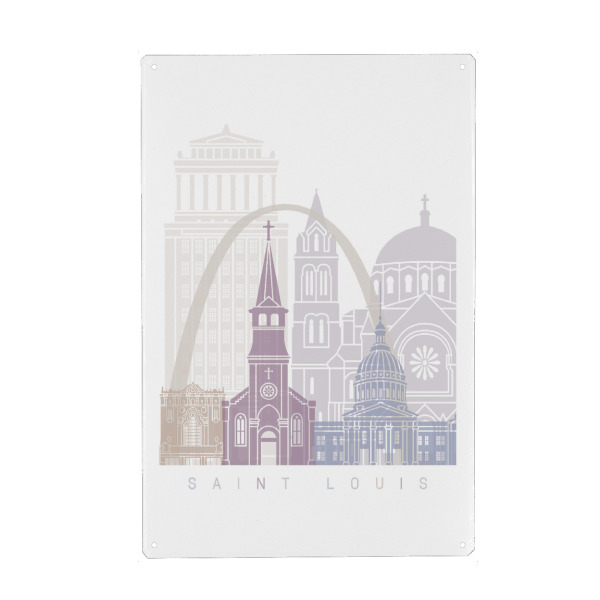 Metall Poster "SAINT LOUIS SKYLINE PASTELL" artboxONE - Städte,Architektur