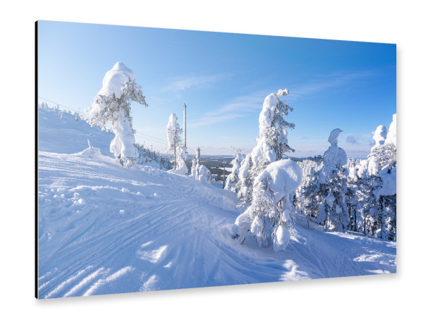 Alu-Dibond "Winterlandschaft in Ruka" 30x20 cm artboxONE