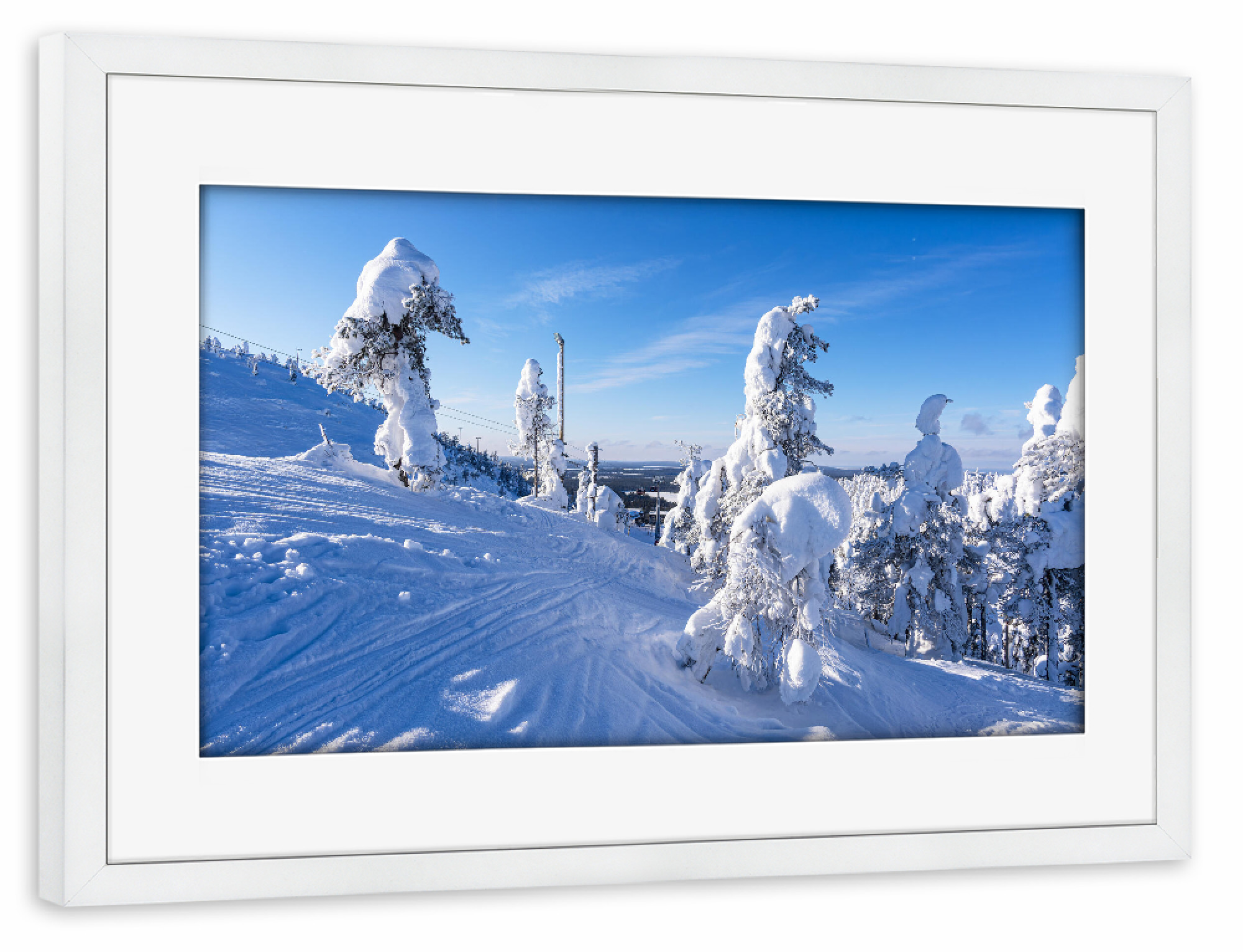 Poster mit Rahmen weiß "Winterlandschaft in Ruka" artboxONE - Natur,Reise,Reise / Länder