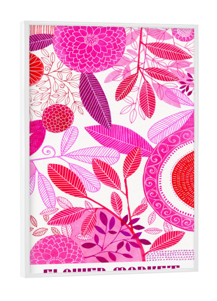 Poster mit weißem Rahmen "Susan Black-Flower Market Magenta" artboxONE - Typografie,Natur,Floral,Abstrakt