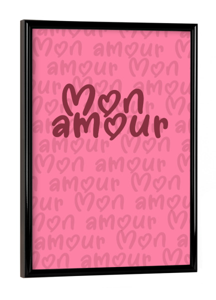 Poster mit schwarzem Rahmen "Schriftzug Mon amour" artboxONE - Typografie,Abstrakt,Geometrie