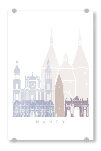 Acrylglasbild "NANCY SKYLINE PASTELL-a" artboxONE - Städte,Architektur - Skyline,Denkmäler,Stadt,Tourismus,Wandgemälde,Pastellfarben,Turm,Städte