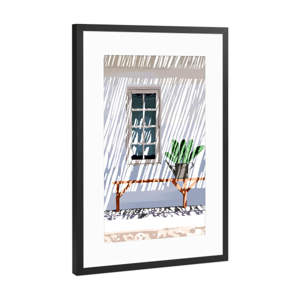 Poster mit Rahmen Schwarz (Metallic) "Ein langsamer Sonntag" artboxONE - Architektur