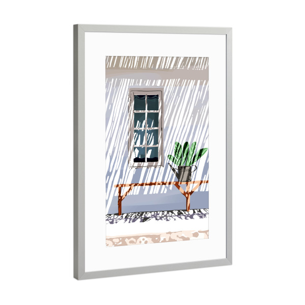 Poster mit Rahmen Silber "Ein langsamer Sonntag" artboxONE - Architektur