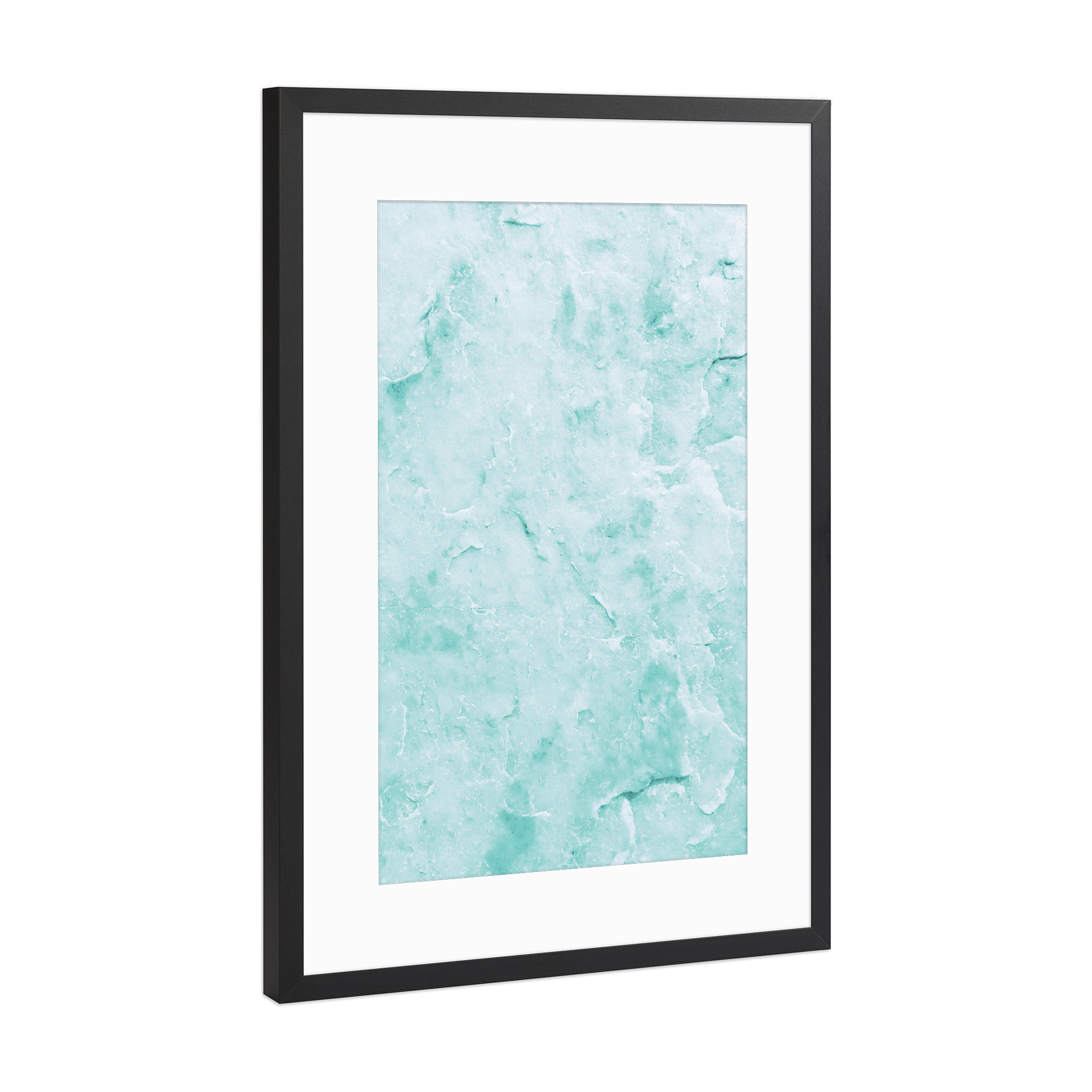 Poster mit Rahmen Schwarz (Metallic) "Süßwassermarmor" artboxONE - Natur - Blaugrün,Türkis,Marmor,Abstrakt,Textur,Natur
