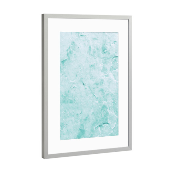 Poster mit Rahmen Silber "Süßwassermarmor" artboxONE - Natur - Blaugrün,Türkis,Marmor,Abstrakt,Textur,Natur