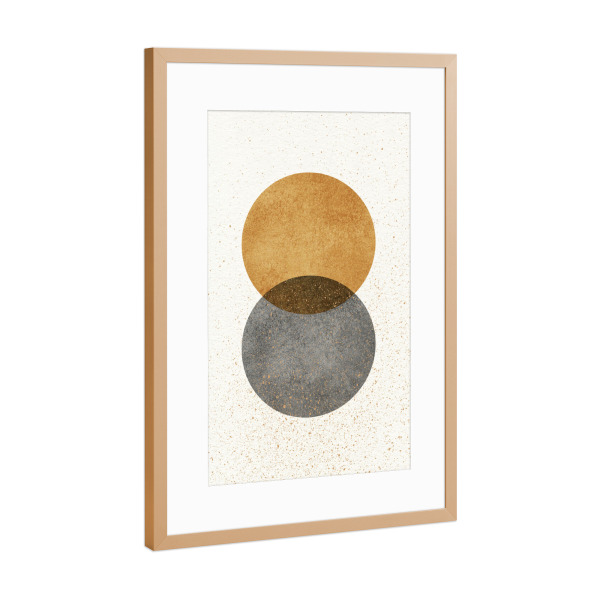Poster mit Rahmen Kupfer "Zwei Kreise Gold" artboxONE - Abstrakt,Geometrie