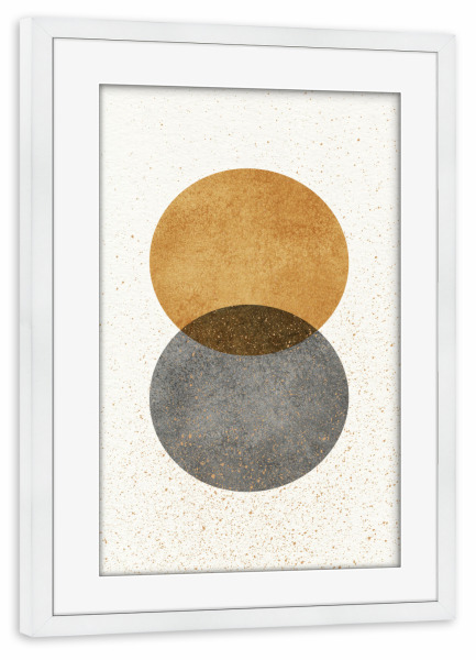Poster mit Rahmen weiß "Zwei Kreise Gold" artboxONE - Abstrakt,Geometrie