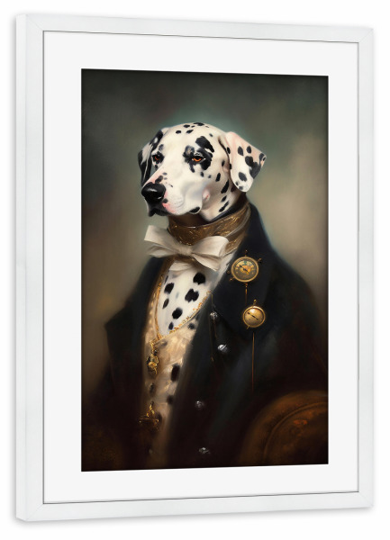 Poster mit Rahmen weiß "Herr Dalmatiner" artboxONE - Tiere