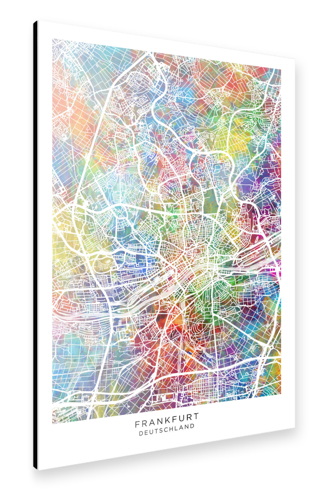 Alu-Dibond "Frankfurt Stadtplan Farbe" 75x50 cm artboxONE