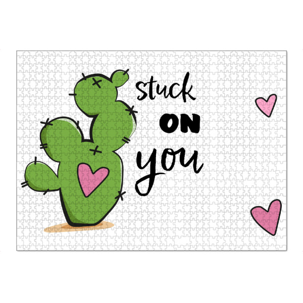 Puzzle Ravensburger "Stuck on you" artboxONE - Typografie,Floral,Liebe - Liebe,Herzen,Typo,Typografie,Kaktus,Cacteen,Stuck,On,You - Bild liebe