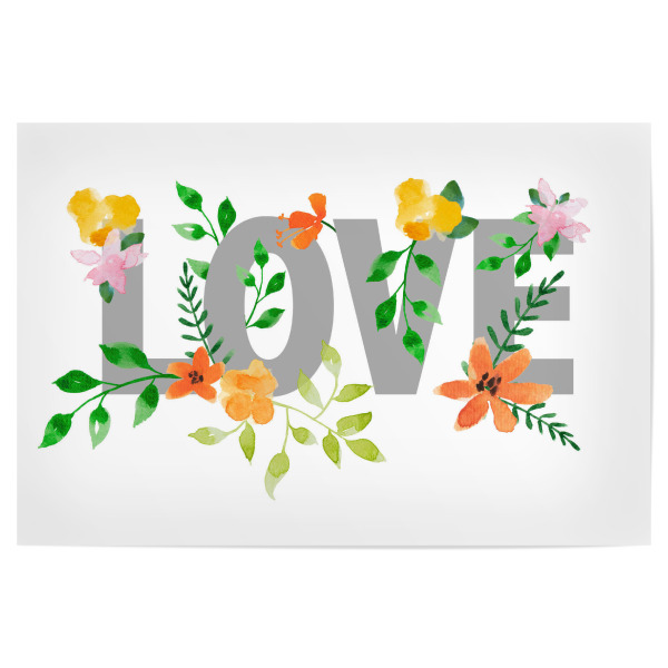 Poster 30x20 cm "LOVE in Flowers" artboxONE - Typografie,Floral,Liebe,Für Mama
