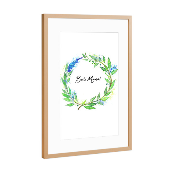 Poster mit Rahmen Kupfer "Beste Mama Floral" artboxONE - Typografie,Floral,Für Mama - Beste,Mama,Mutter,Muttertag,Pflanzen,Floral