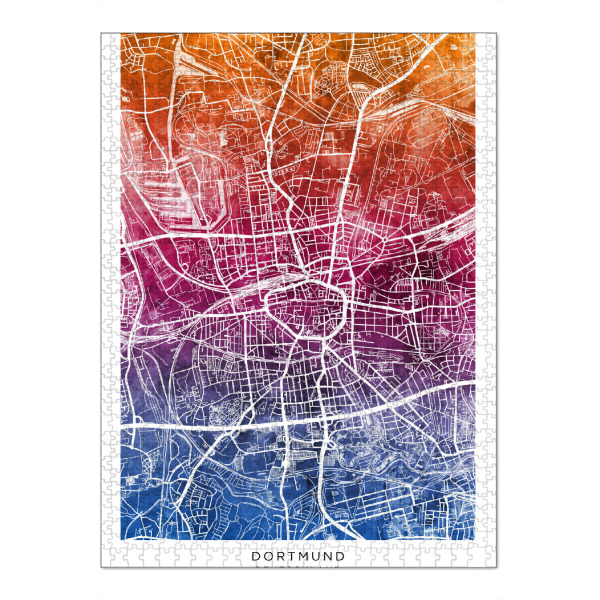 Puzzle Ravensburger "Dortmund Stadtplan Blend" artboxONE - Städte - Dortmund,Deutschland,Stadtkarte,Karte,Aquarell,Malerei - Bild dortmund
