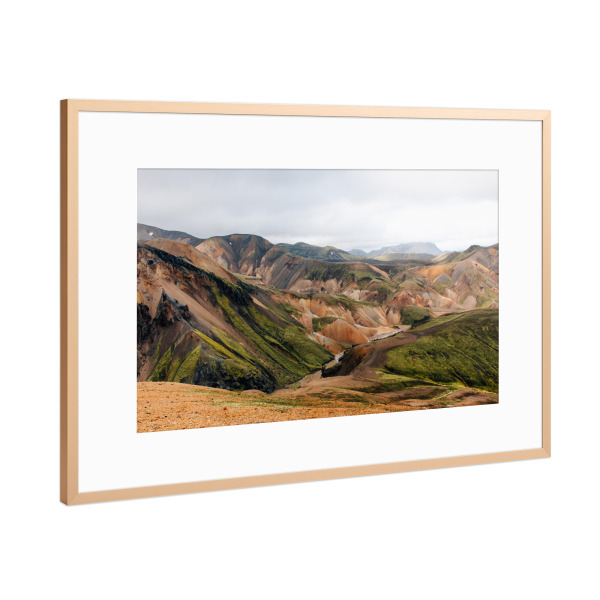 Poster mit Rahmen Kupfer "Weitblick Landmannalaugar" artboxONE - Natur,Reise,Reise / Länder