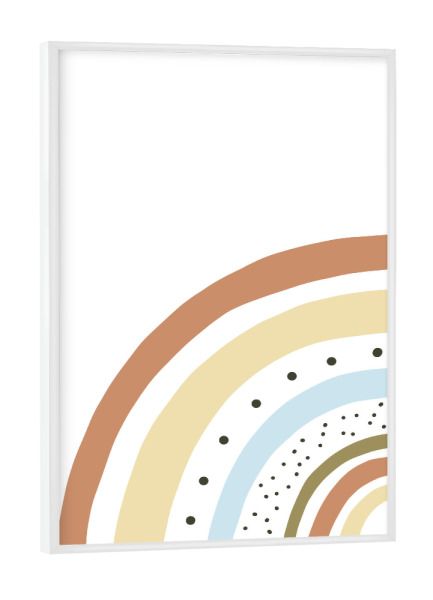 Poster mit weißem Rahmen "Bunter Regenbogen in Pastell" artboxONE - Natur,Für Kinder,Geometrie