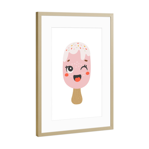 Poster mit Rahmen Gold "Rosa Eiskunst" artboxONE - Essen & Trinken,Abstrakt