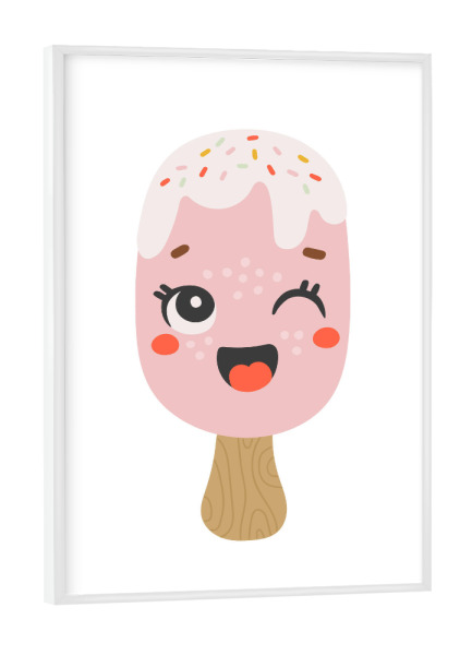 Poster mit weißem Rahmen "Rosa Eiskunst" artboxONE - Essen & Trinken,Abstrakt