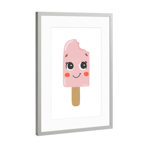 Poster mit Rahmen Silber "Niedliche rosa Eiskunst" artboxONE - Essen & Trinken,Abstrakt