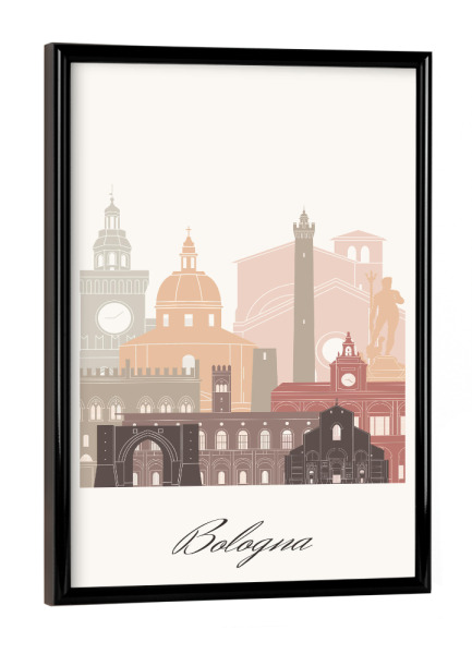 Poster mit schwarzem Rahmen "Skyline von Bologna Terrakotta" artboxONE - Städte,Reise,Architektur,Kartografie