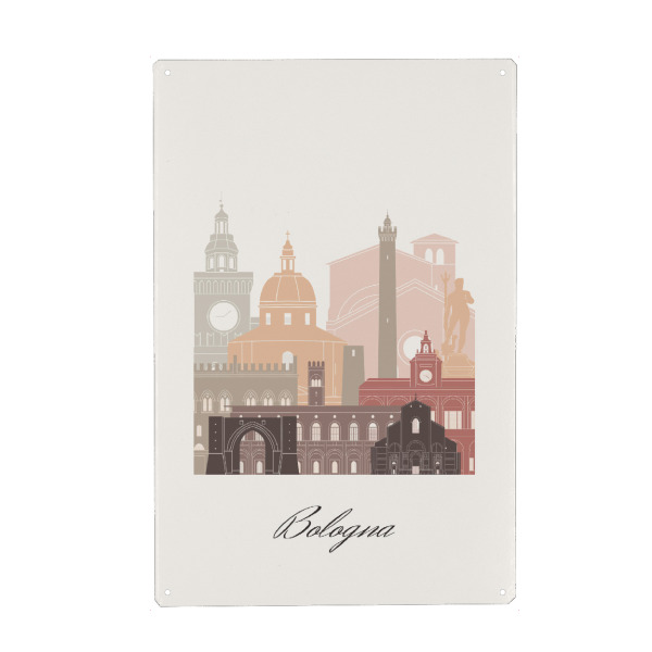 Holzbild "Skyline von Bologna Terrakotta" artboxONE - Städte,Reise,Architektur,Kartografie