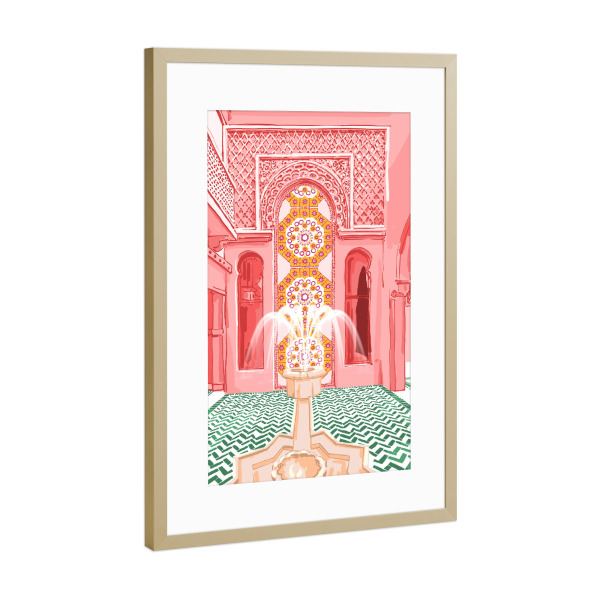 Poster mit Rahmen Gold "Der Blush-Palast" artboxONE - Architektur