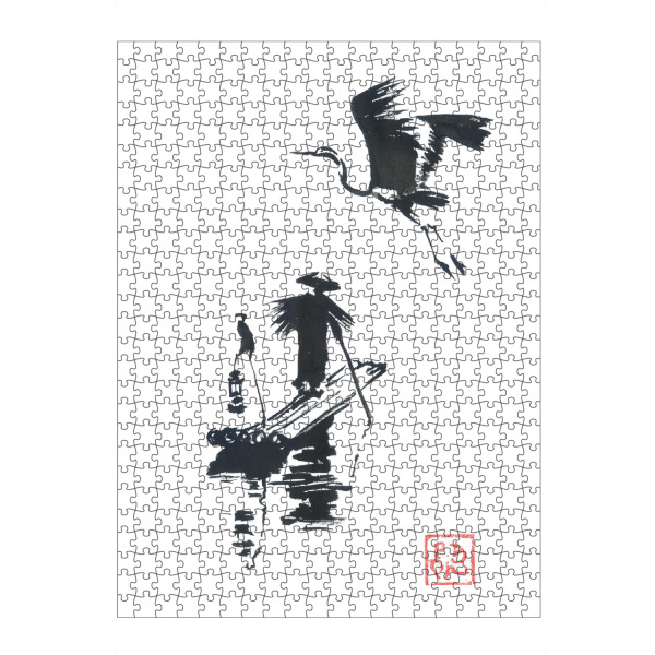 artboxONE Puzzle "Fischer und Storch" artboxONE - Tiere,Reise / Asien - Storch,Fischer,Boot,China,Japan,Sumie - Bild storch