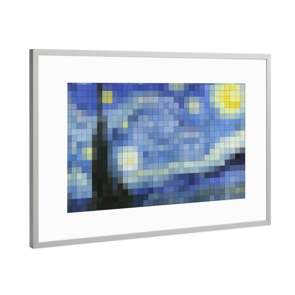 Poster mit Rahmen Silber "Sternennacht Van Gogh" artboxONE - Städte,Streetart,Lustig