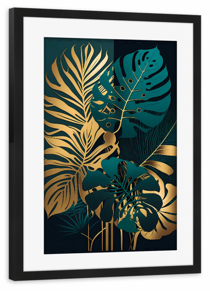 Poster mit Rahmen schwarz "Blatt Art" artboxONE - Natur,Floral,Abstrakt