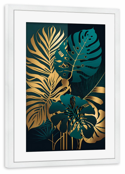 Poster mit Rahmen weiß "Blatt Art" artboxONE - Natur,Floral,Abstrakt
