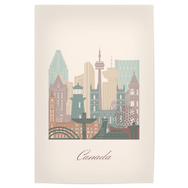Poster 30x20 cm "Kanada-Skyline in Salbeigrün" artboxONE - Städte,Reise,Architektur,Kartografie