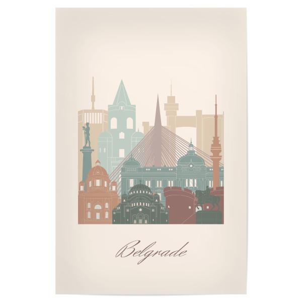Poster 30x20 cm "Skyline von Belgrad - Salbeigrün" artboxONE - Städte,Reise,Architektur,Kartografie