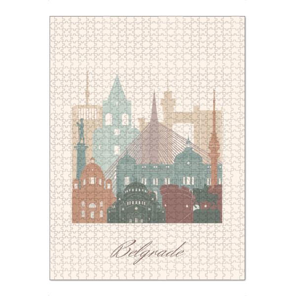 Puzzle Ravensburger "Skyline von Belgrad - Salbeigrün" artboxONE - Städte,Reise,Architektur,Kartografie
