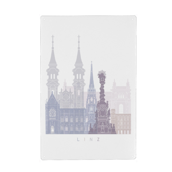 Metall Poster "LINZ SKYLINE PASTELL" artboxONE - Städte,Architektur