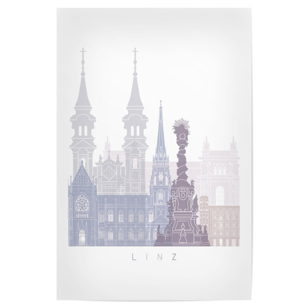 Poster "LINZ SKYLINE PASTELL" artboxONE - Städte,Architektur