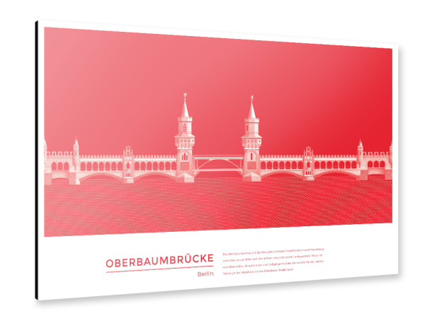 Alu-Dibond "Kunter - Oberbaumbrücke Berlin" 30x20 cm artboxONE