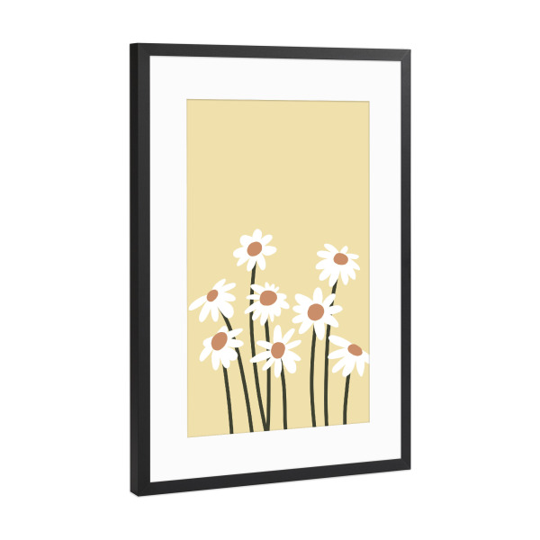 Poster mit Rahmen Schwarz (Metallic) "Gänseblümchen - Gelb" artboxONE - Natur,Floral,Abstrakt