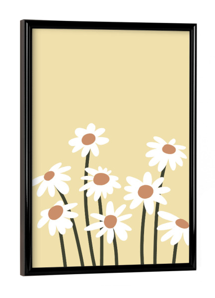 Poster mit schwarzem Rahmen "Gänseblümchen - Gelb" artboxONE - Natur,Floral,Abstrakt