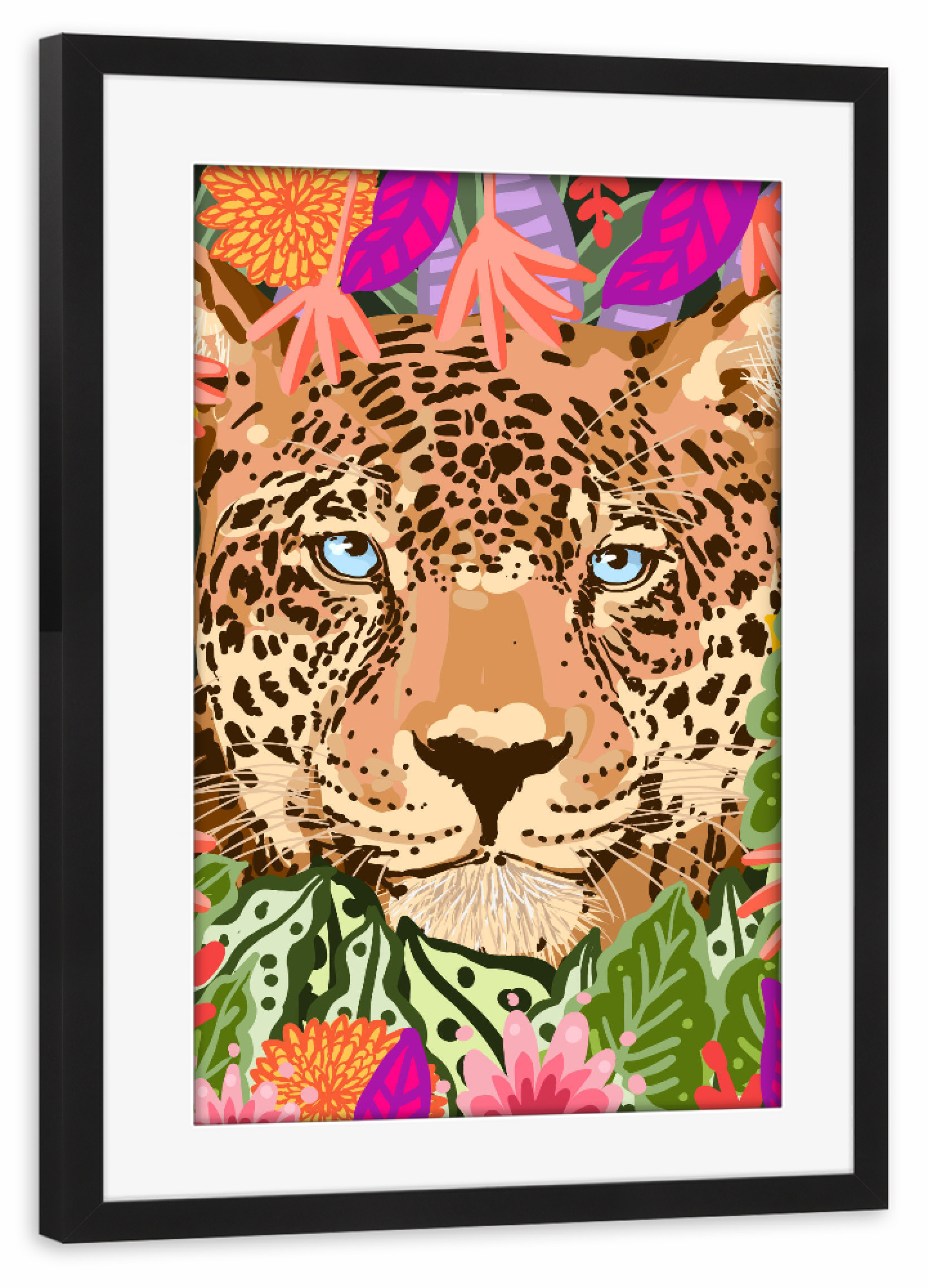 Poster mit Rahmen schwarz "Peek A Boo Leopard" artboxONE - Floral,Tiere