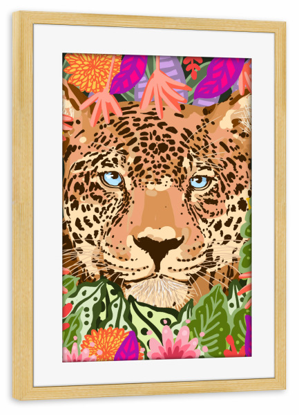 Poster mit Rahmen kiefer "Peek A Boo Leopard" artboxONE - Floral,Tiere
