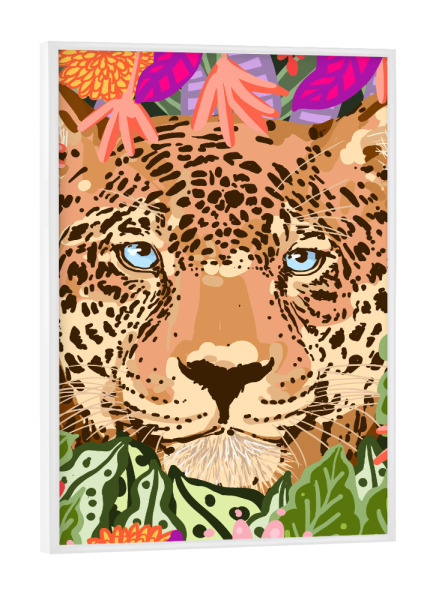 Poster mit weißem Rahmen "Peek A Boo Leopard" artboxONE - Floral,Tiere