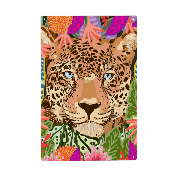 Holzbild "Peek A Boo Leopard" artboxONE - Floral,Tiere
