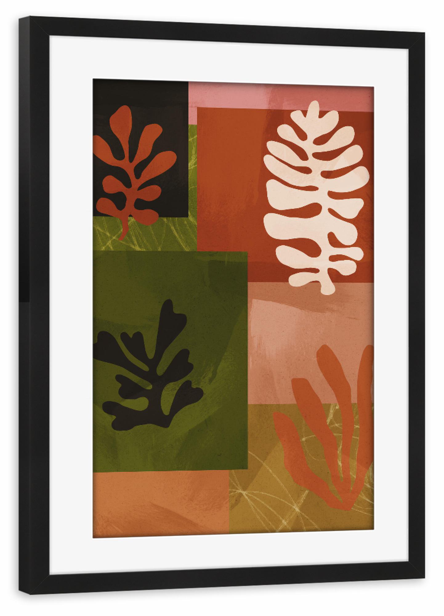 Poster mit Rahmen schwarz "Collage aus Naturblättern" artboxONE - Natur,Floral,Abstrakt