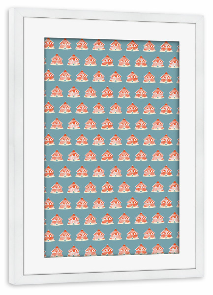 Poster mit Rahmen weiß "Zirkuszelt" artboxONE - Für Kinder,Abstrakt - Zirkus,Zirkuszelt,Kinderzimmer,Kinder,Illustration,Verspielt,Romantisch,Circus