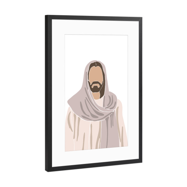 Poster mit Rahmen Schwarz (Metallic) "Jesus im Umhang - Malerei" artboxONE - Menschen