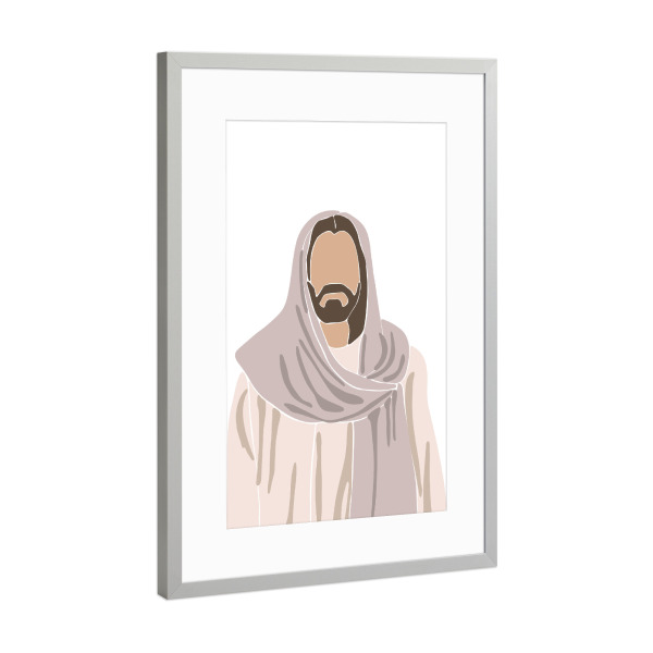 Poster mit Rahmen Silber "Jesus im Umhang - Malerei" artboxONE - Menschen