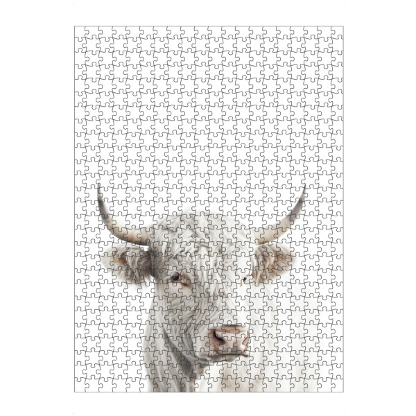 Puzzle Ravensburger "Portrait Rind Stier" artboxONE - Tiere - Rind,Weiß,Hörner,Tier,Stier,Minimalist,Portrait,Tierportrait,Kuh - Bild rind