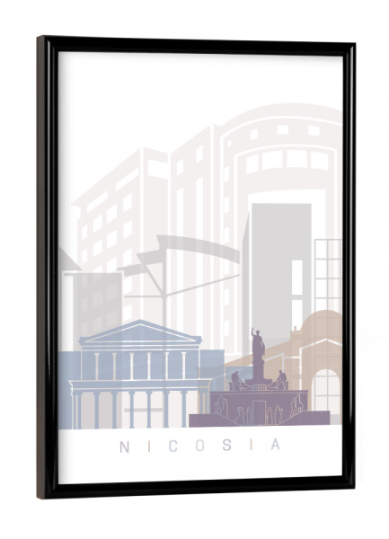 Poster mit schwarzem Rahmen "NICOSIA SKYLINE PASTELL" artboxONE - Städte,Architektur